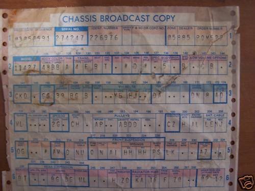 GM Chassis Broadcast Sheet